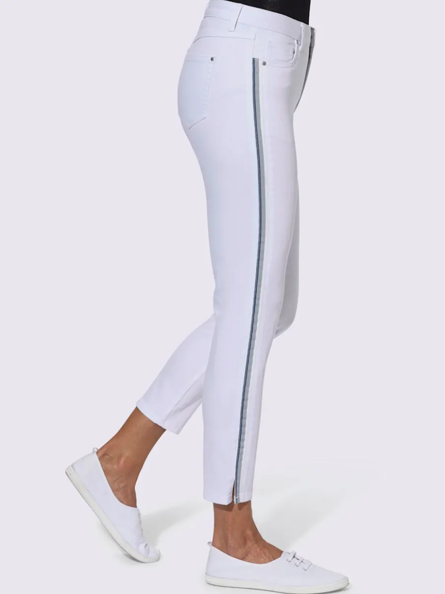 Jean 7/8 à cinq poches avec rayures élégantes intégrées