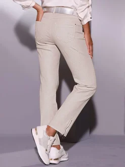 Jean cinq poches en coton extensible avec détails fentes