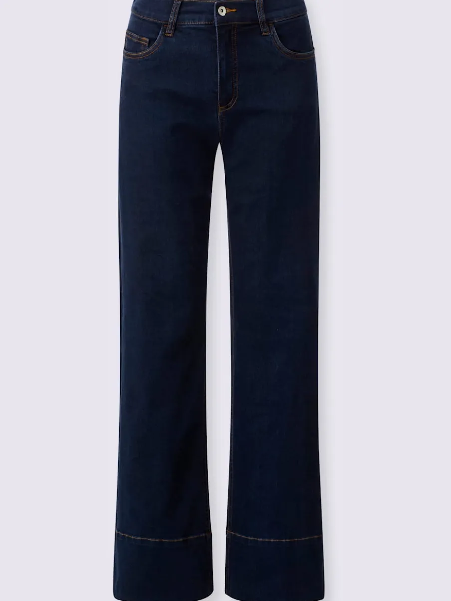 Jean cinq poches large avec ceinture élastique confortable