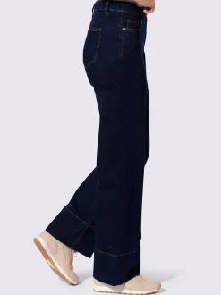 Jean cinq poches large avec ceinture élastique confortable