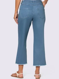 Jean 7/8 coton avec ceinture gainante et franges amples