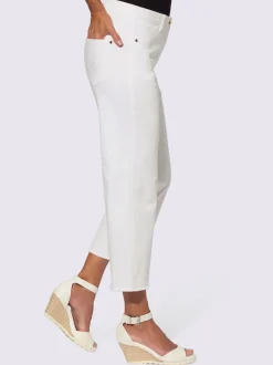 Jean 7/8 coton avec ceinture gainante et franges amples