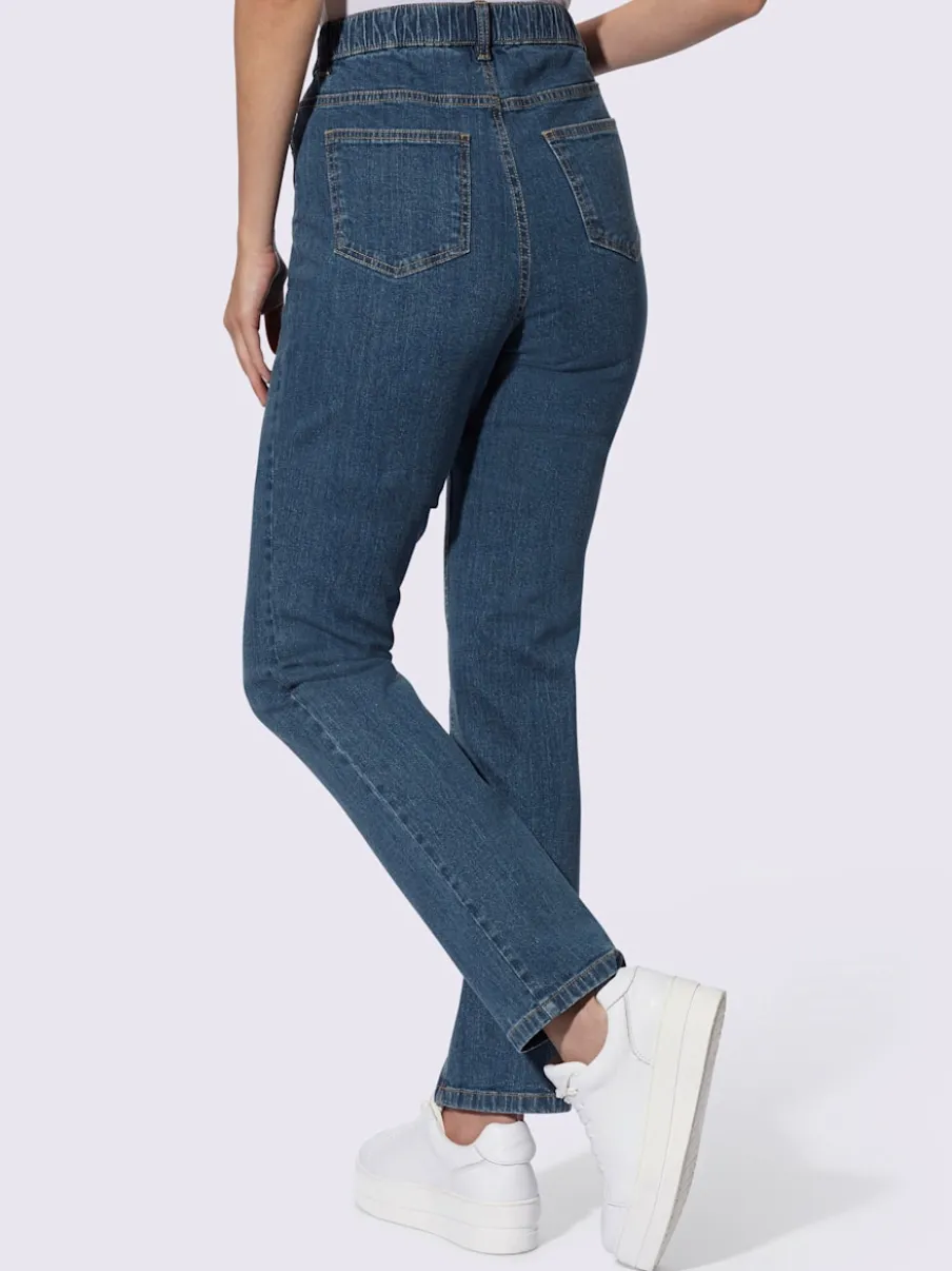 Jean coupe classique avec cinq poches et ceinture élastique