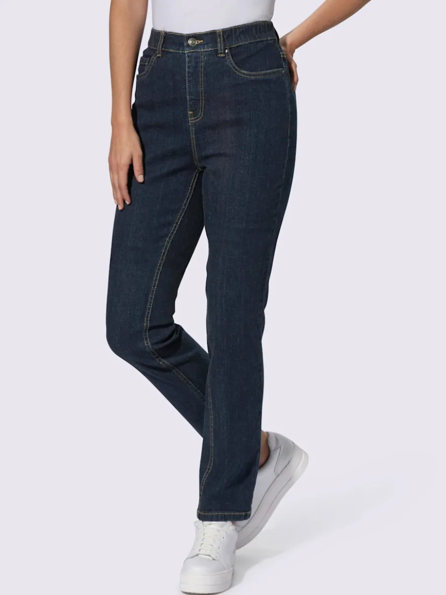 Jean coupe classique avec cinq poches et ceinture élastique