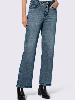 Jean coupe droite cinq poches avec rivets décoratifs