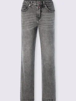 Jean coupe droite cinq poches avec rivets décoratifs