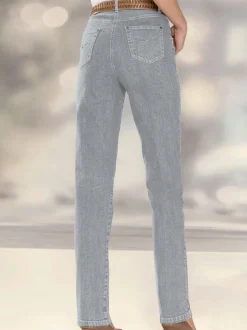 Jean à coupe élancée avec broderie sur poches arrière