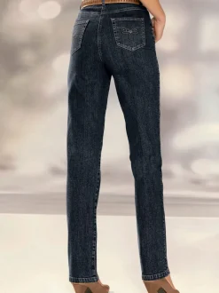 Jean à coupe élancée avec broderie sur poches arrière