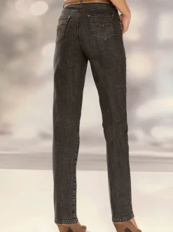 Jean à coupe élancée avec broderie sur poches arrière
