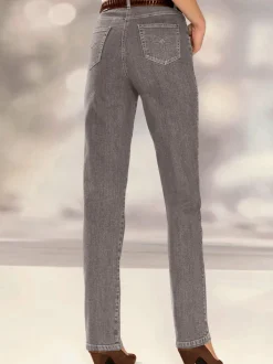 Jean à coupe élancée avec broderie sur poches arrière