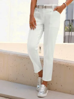 Jean coupe élancée avec ceinture gainante et poches plaquées