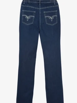 Jean coupe 5 poches avec ceinture élastique latérale et empiècement au dos