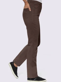 Jean coupe 5 poches avec ceinture élastique latérale et empiècement au dos