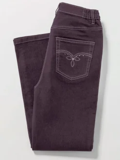 Jean coupe 5 poches avec ceinture élastique latérale et empiècement au dos