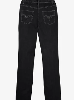 Jean coupe 5 poches avec ceinture élastique latérale et empiècement au dos
