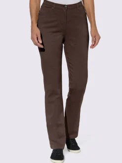 Jean coupe 5 poches avec ceinture élastique latérale et empiècement au dos