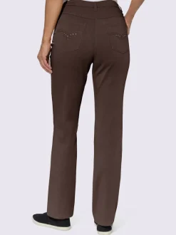 Jean coupe 5 poches avec ceinture élastique latérale et empiècement au dos