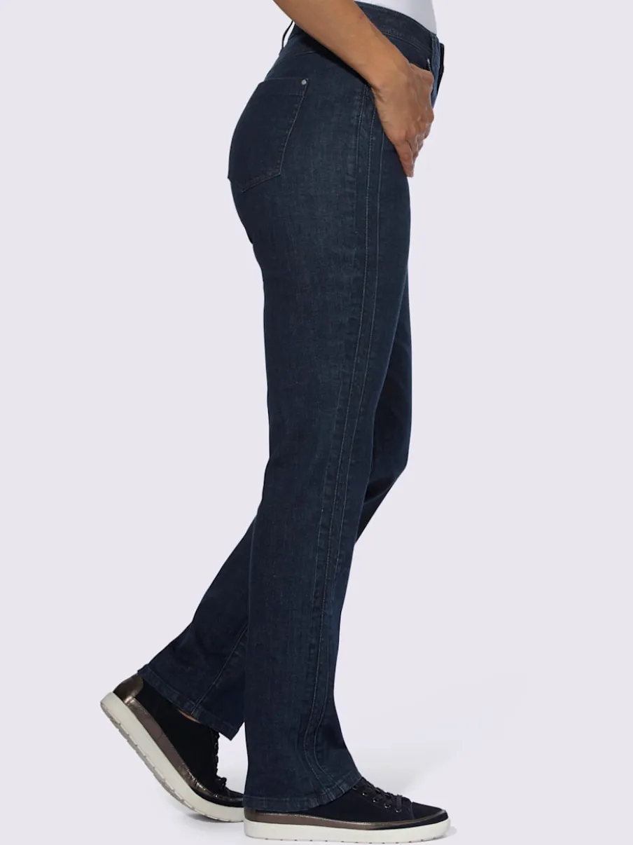 Jean coupe 5 poches avec nervures décoratives latérales
