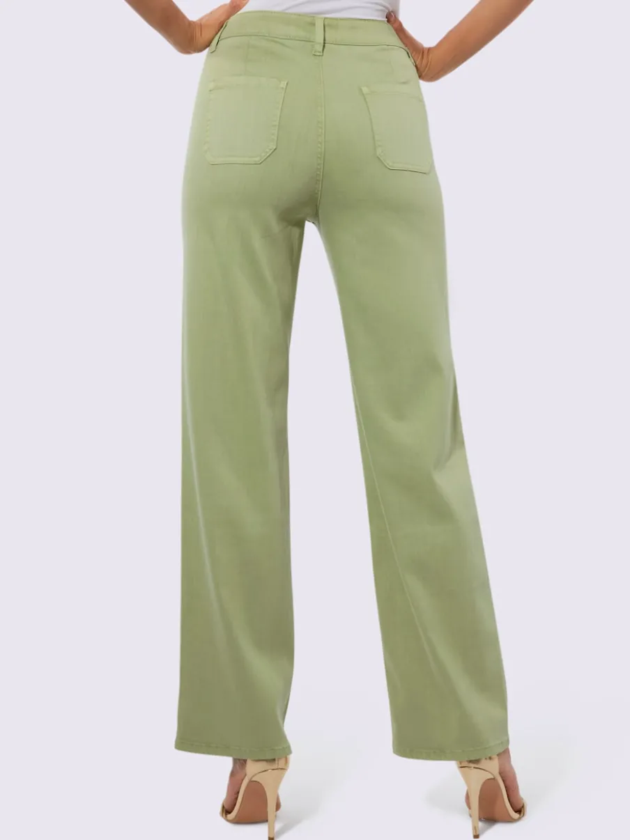 Jean coupe 4 poches en twill doux avec jambes larges décontractées
