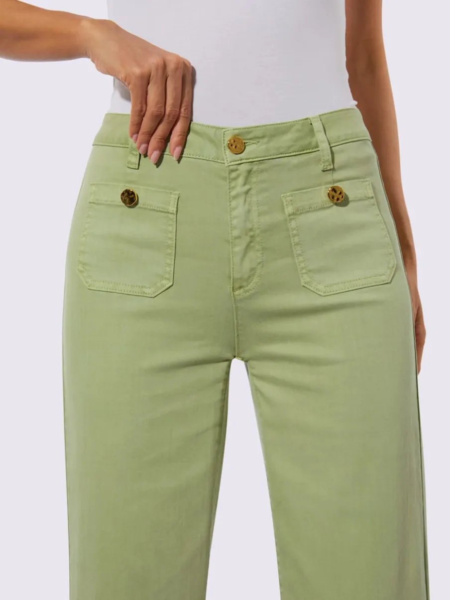 Jean coupe 4 poches en twill doux avec jambes larges décontractées