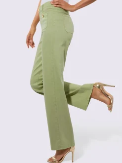 Jean coupe 4 poches en twill doux avec jambes larges décontractées