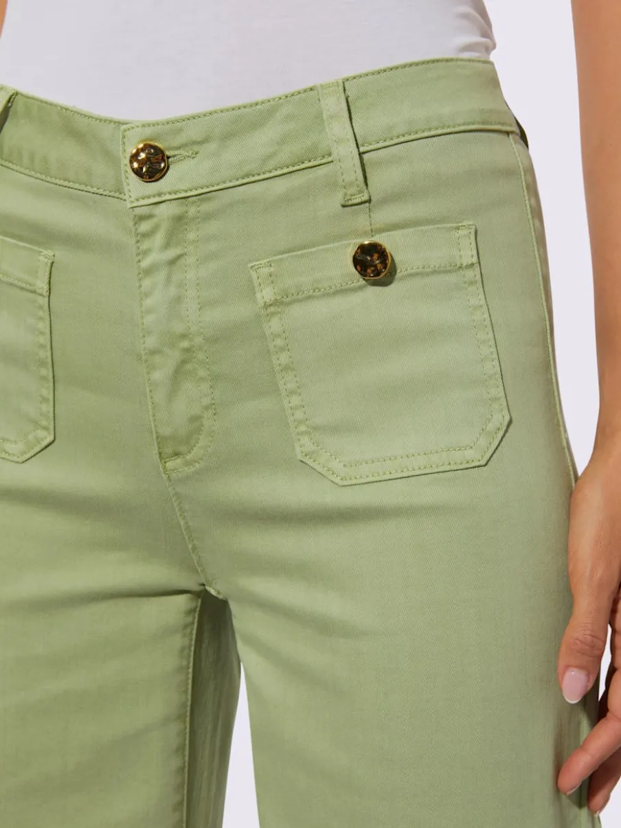 Jean coupe 4 poches en twill doux avec jambes larges décontractées