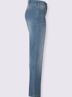 Jean denim classique coupe cinq poches avec rivets décoratifs