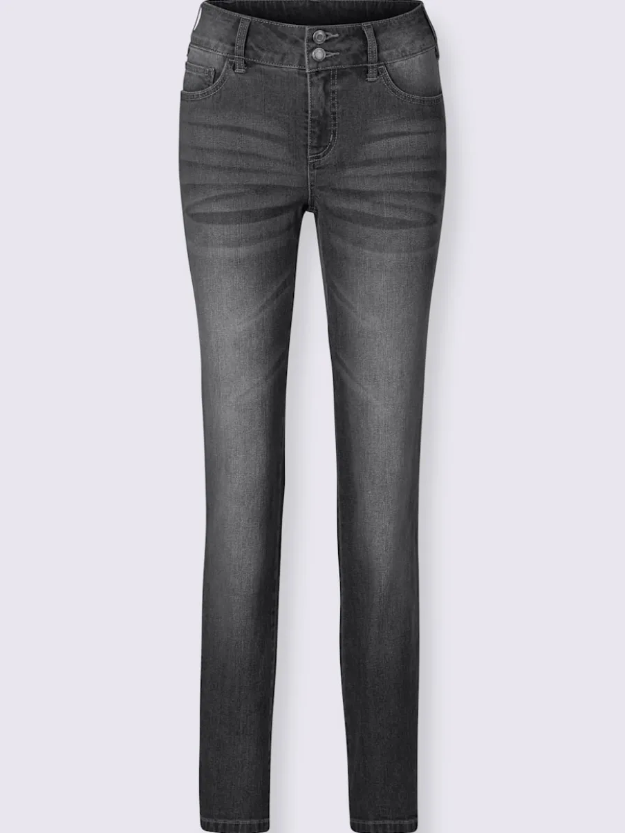 Jean denim classique coupe cinq poches avec rivets décoratifs
