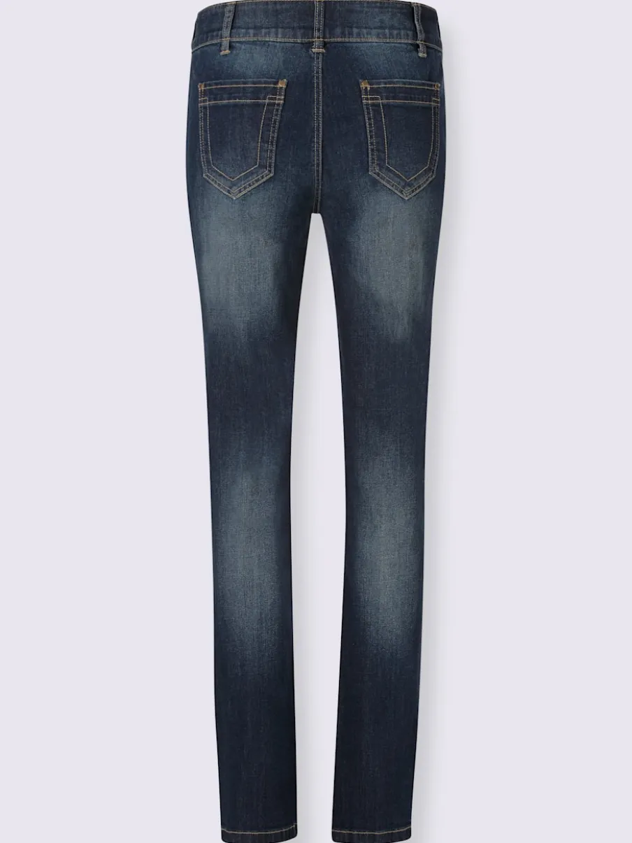 Jean denim classique coupe cinq poches avec rivets décoratifs