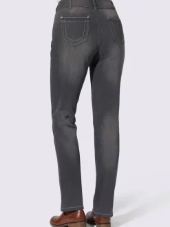 Jean denim classique coupe cinq poches avec rivets décoratifs