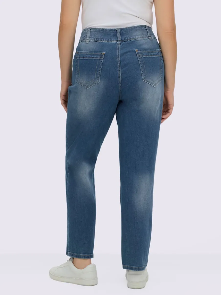 Jean denim classique coupe cinq poches avec rivets décoratifs