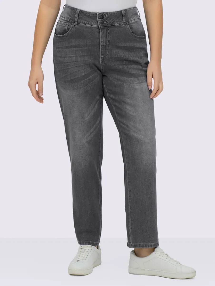 Jean denim classique coupe cinq poches avec rivets décoratifs