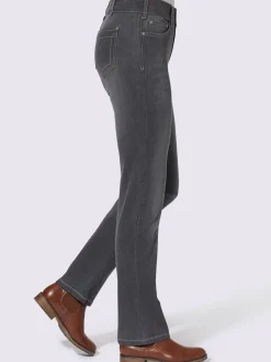 Jean denim classique coupe cinq poches avec rivets décoratifs