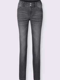 Jean denim classique coupe cinq poches avec rivets décoratifs