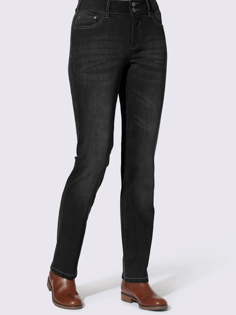 Jean denim classique coupe cinq poches avec rivets décoratifs