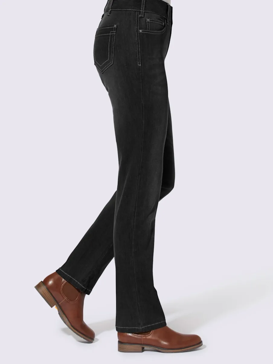 Jean denim classique coupe cinq poches avec rivets décoratifs