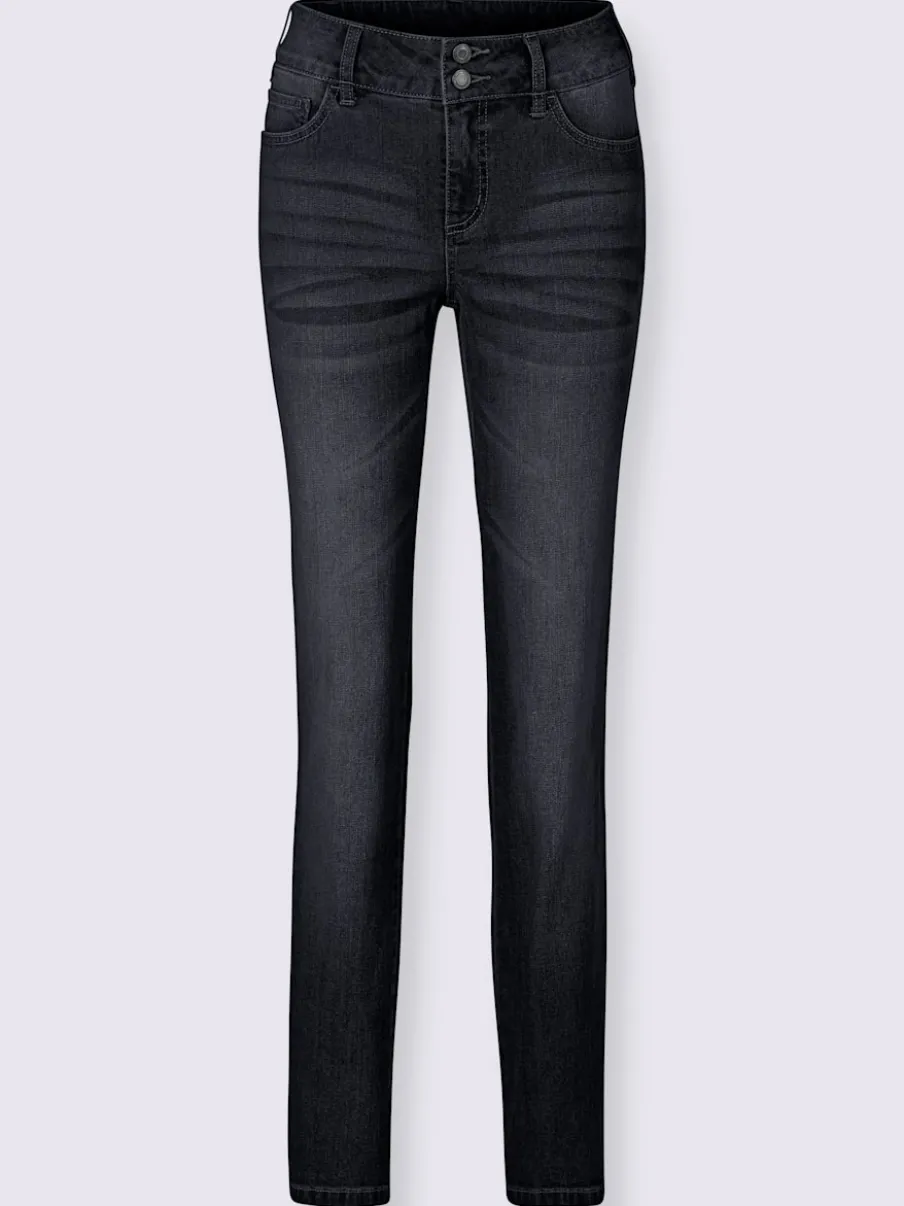 Jean denim classique coupe cinq poches avec rivets décoratifs