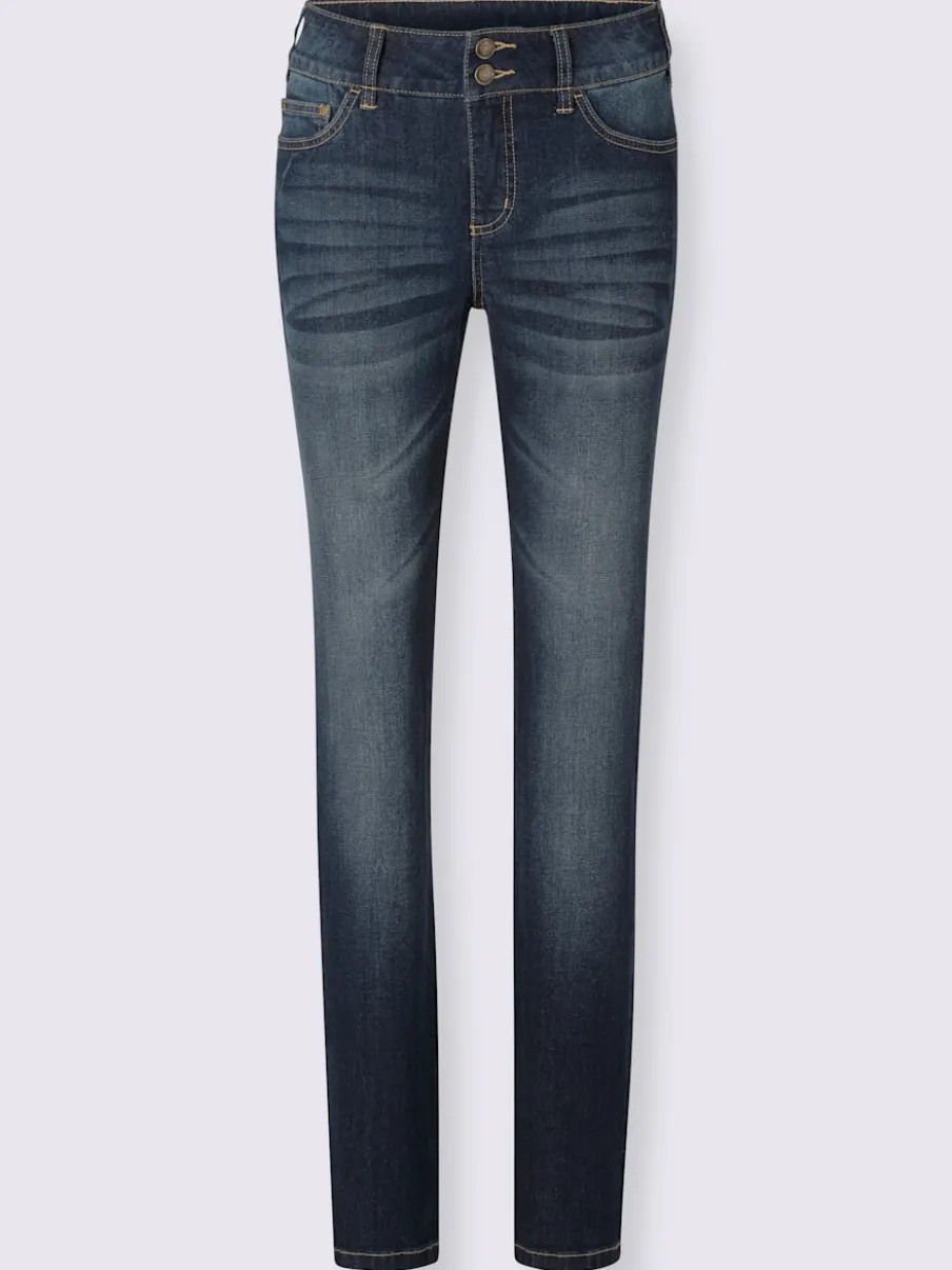 Jean denim classique coupe cinq poches avec rivets décoratifs