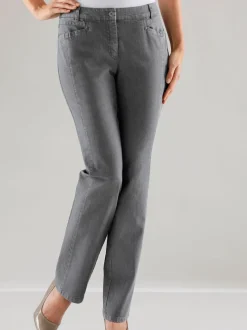 Jean droit avec ceinture élastique et détails enrichis