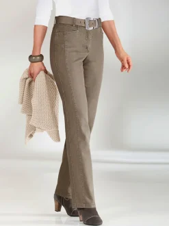 Jean droit avec ceinture élastique et détails enrichis