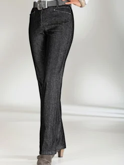 Jean droit avec ceinture élastique et détails enrichis