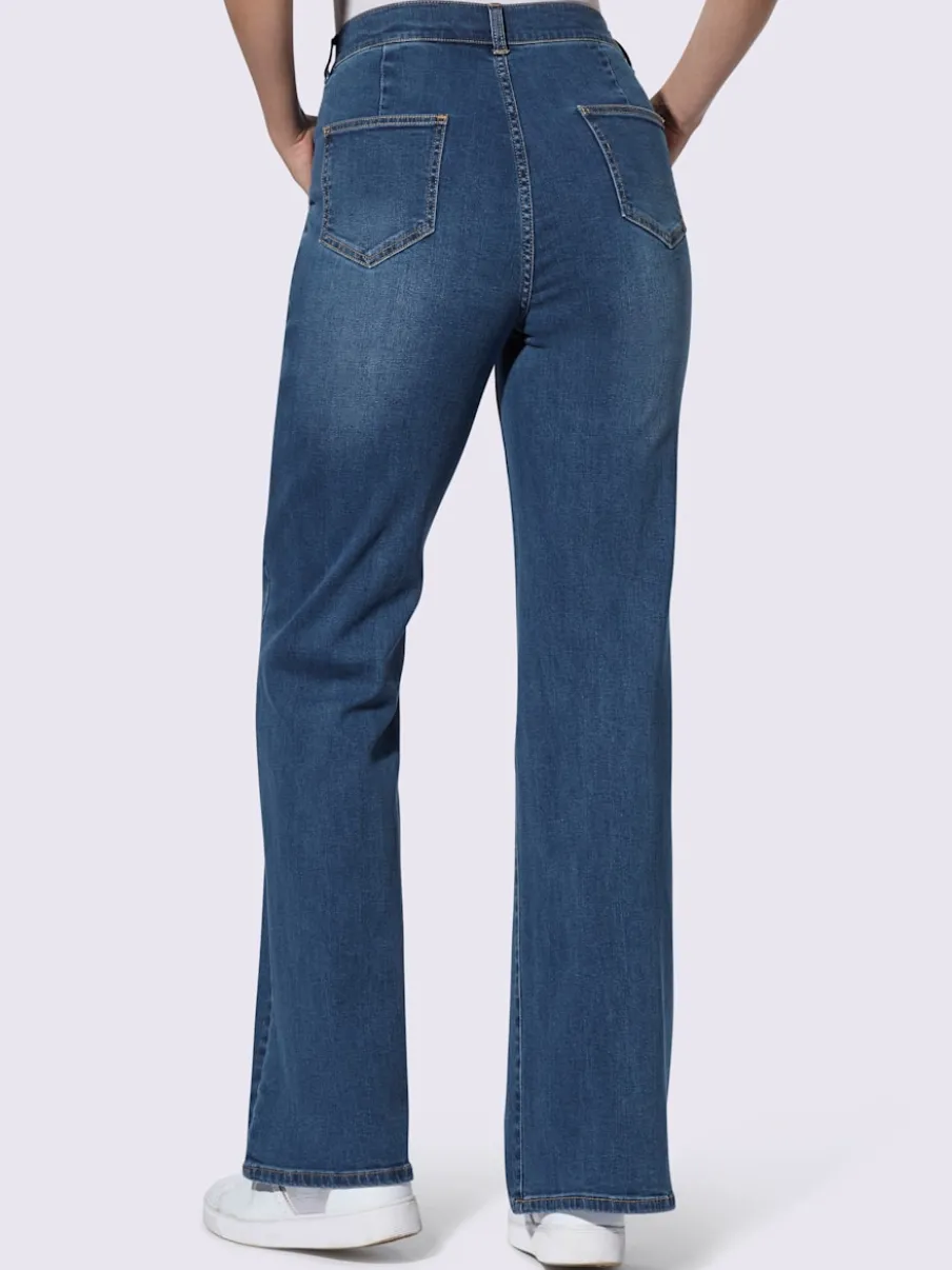 Jean droit avec poches et coupe taille haute