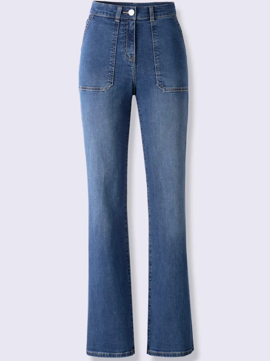 Jean droit avec poches et coupe taille haute