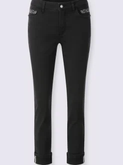 Jean droit en denim avec pierres brillantes fantaisie