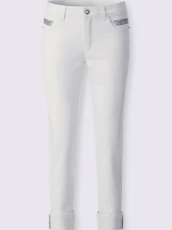 Jean droit en denim avec pierres brillantes fantaisie