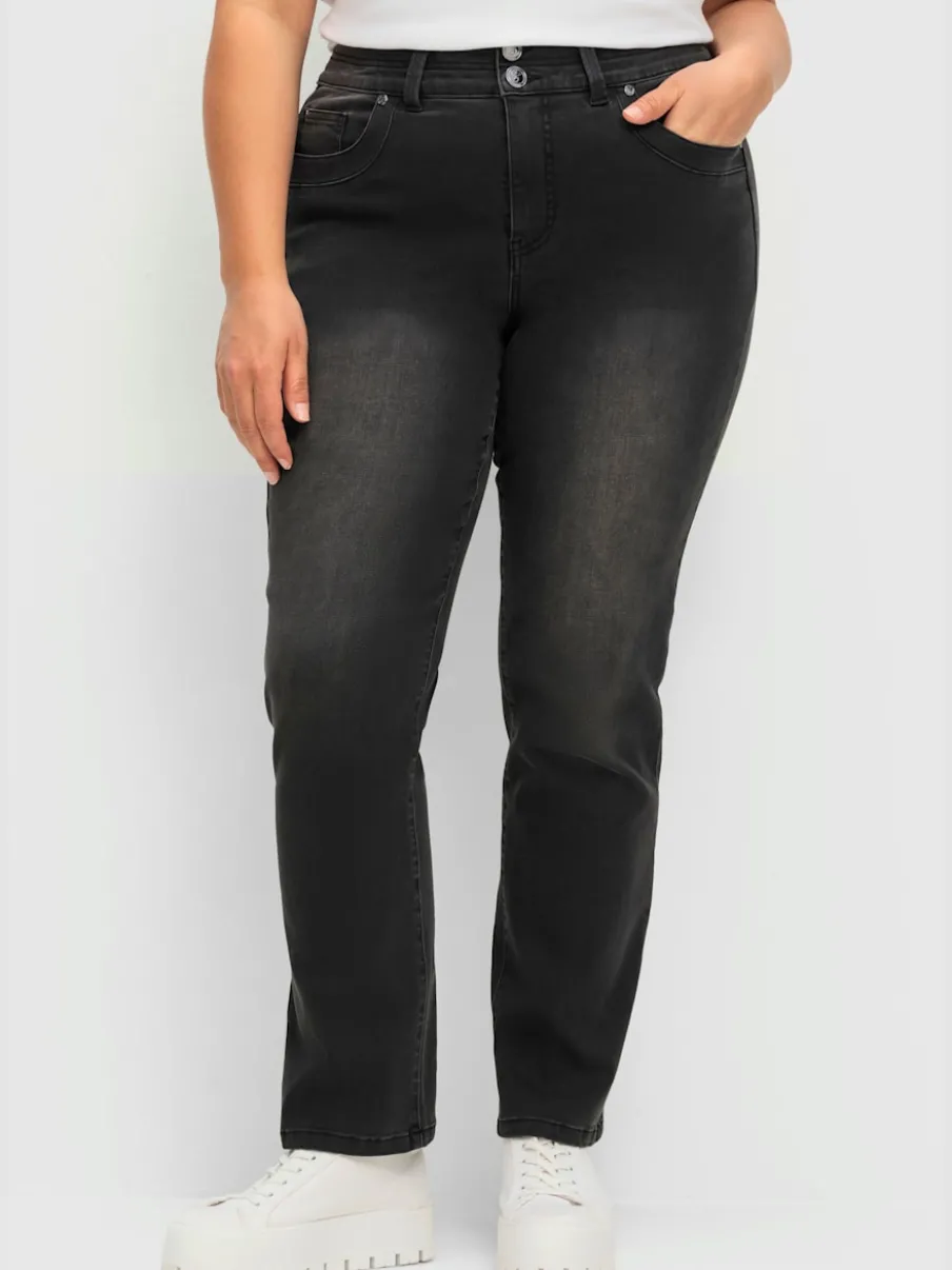 Jean droit taille étroite et cuisses fortes