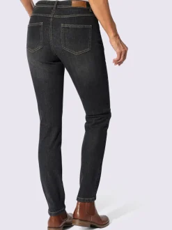 Jean effet délavé avec poches et ceinture gainante