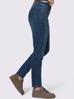 Jean effet délavé avec poches et ceinture gainante