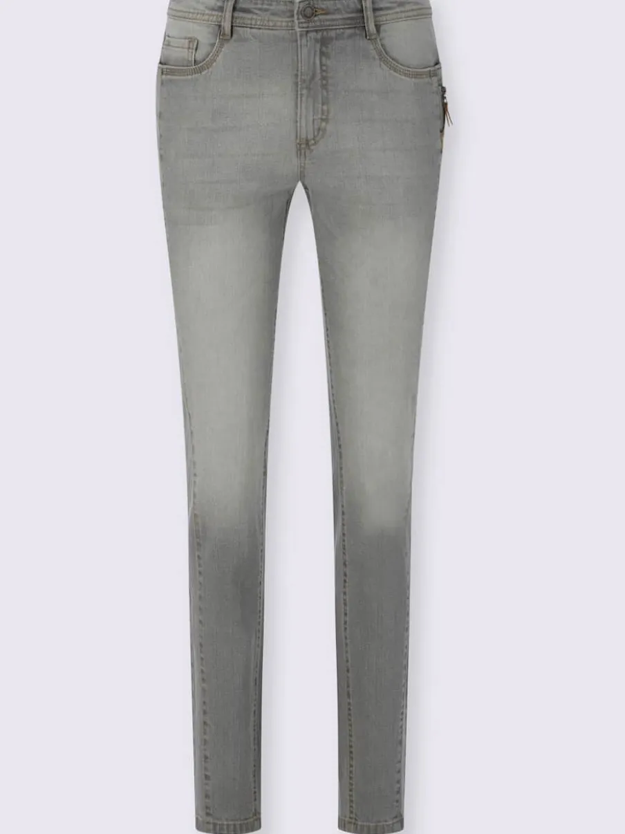 Jean effet délavé avec poches et ceinture gainante
