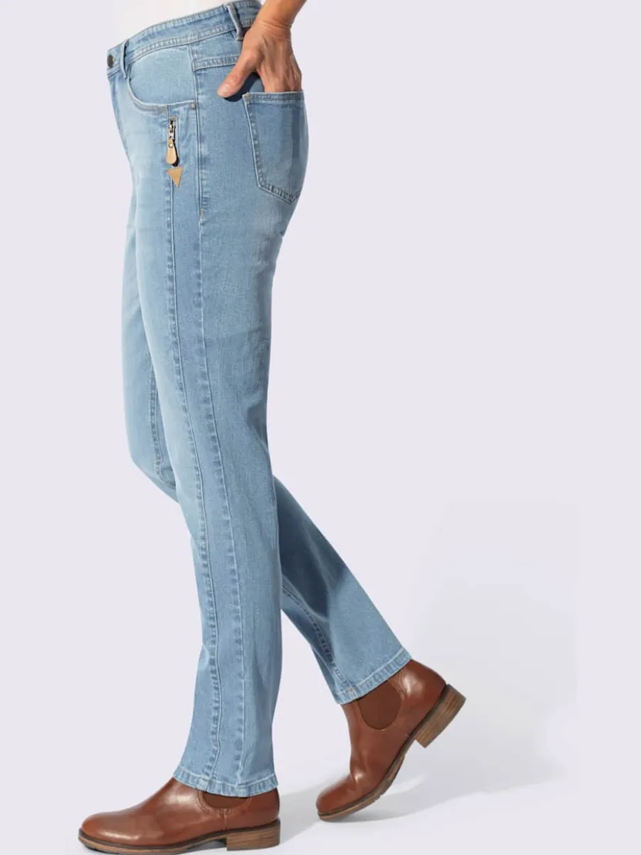 Jean effet délavé avec poches et ceinture gainante